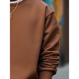 Mens Solid Crew Neck Casual Loose Pullover Sweatshirts