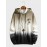 Mens Chinese Character Ombre Print Loose Drawstring Hoodies Winter