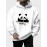 Mens Cartoon Panda Letter Print Kangaroo Pocket Drawstring Hoodies Winter
