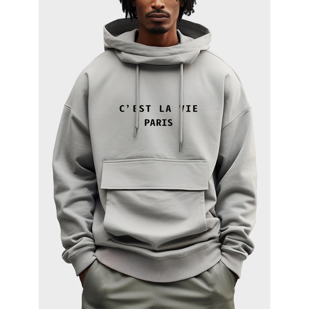 Mens Letter Print Flap Pocket Casual Drawstring Hoodies Winter Mens Letter Print Flap Pocket Casual Drawstring Hoodies Winter