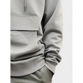 Mens Letter Print Flap Pocket Casual Drawstring Hoodies Winter